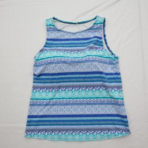 Lands' end tankini womens top built in bra size 14 striped